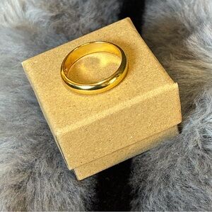Shiny 18kt gold plated 4mm stainless steel comfort dome band ring 10